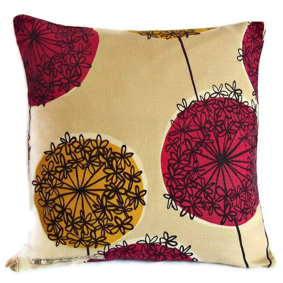 John Lewis Allium Cotton Fabric Cushion Cvover In Pink And Yellow With Zip Fastening 35cm