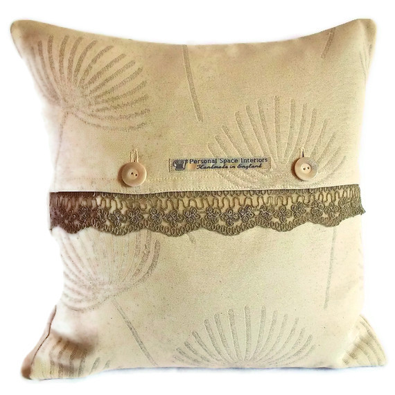 John Lewis Corey Linen And Lace Cushion Cover With Button Fastening 40cm